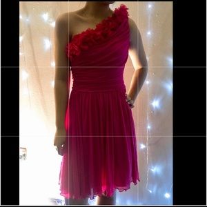Pink One Shoulder Romantic Lined